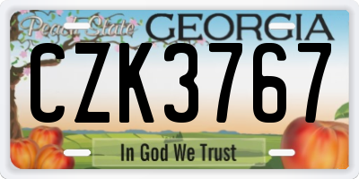 GA license plate CZK3767