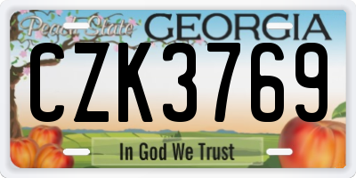 GA license plate CZK3769