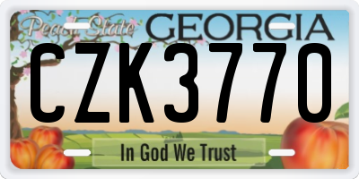 GA license plate CZK3770
