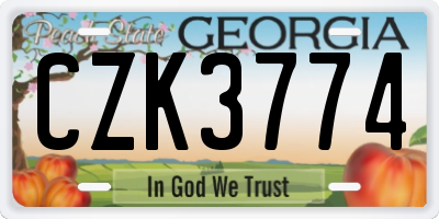 GA license plate CZK3774