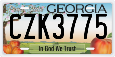 GA license plate CZK3775