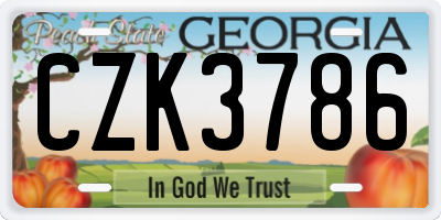 GA license plate CZK3786