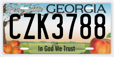 GA license plate CZK3788