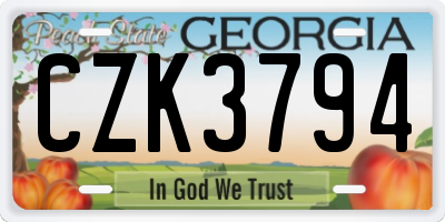 GA license plate CZK3794