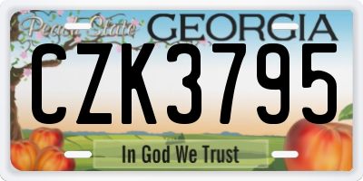 GA license plate CZK3795