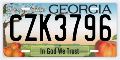GA license plate CZK3796
