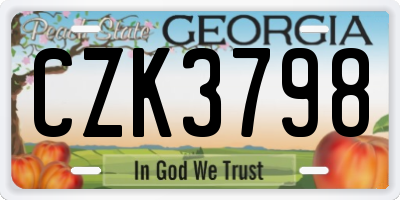 GA license plate CZK3798