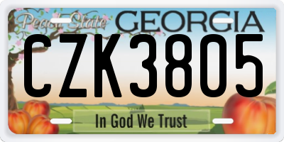 GA license plate CZK3805