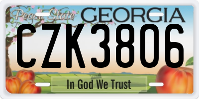 GA license plate CZK3806