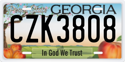GA license plate CZK3808