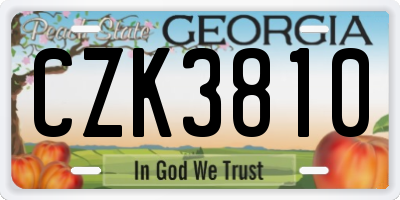 GA license plate CZK3810