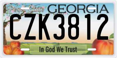 GA license plate CZK3812