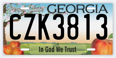 GA license plate CZK3813