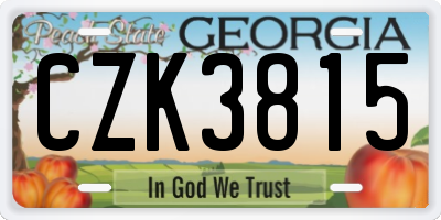 GA license plate CZK3815