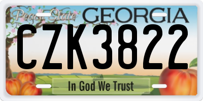 GA license plate CZK3822
