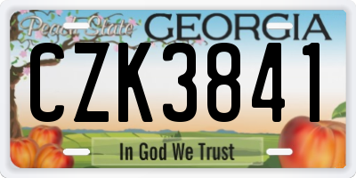 GA license plate CZK3841