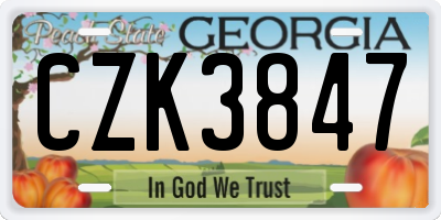 GA license plate CZK3847