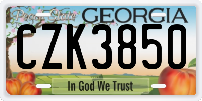 GA license plate CZK3850