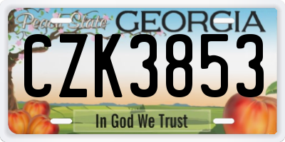 GA license plate CZK3853