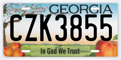 GA license plate CZK3855