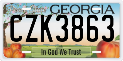 GA license plate CZK3863