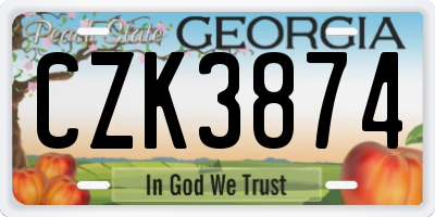 GA license plate CZK3874