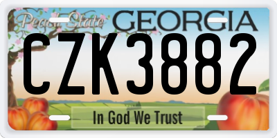 GA license plate CZK3882