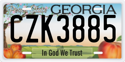 GA license plate CZK3885