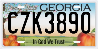 GA license plate CZK3890