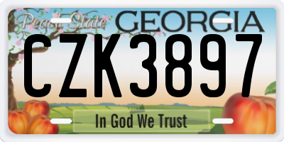 GA license plate CZK3897