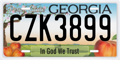 GA license plate CZK3899