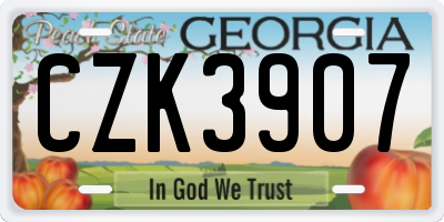 GA license plate CZK3907