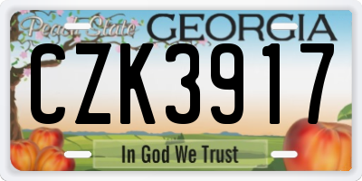 GA license plate CZK3917