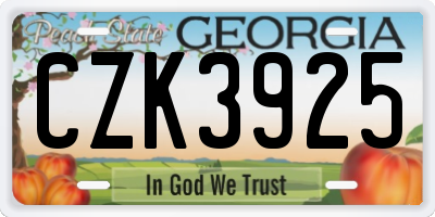 GA license plate CZK3925