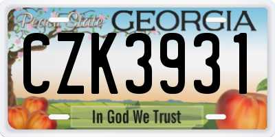 GA license plate CZK3931
