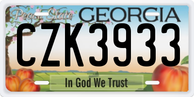 GA license plate CZK3933