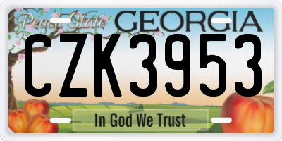 GA license plate CZK3953
