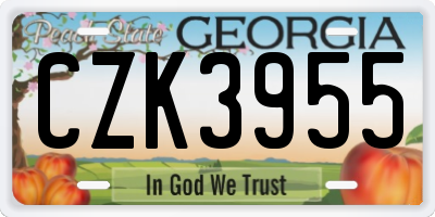 GA license plate CZK3955