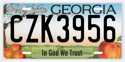 GA license plate CZK3956