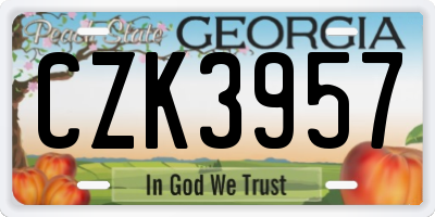 GA license plate CZK3957