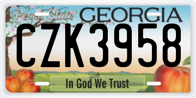 GA license plate CZK3958