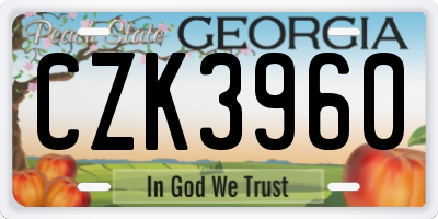 GA license plate CZK3960