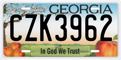 GA license plate CZK3962