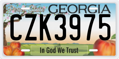 GA license plate CZK3975
