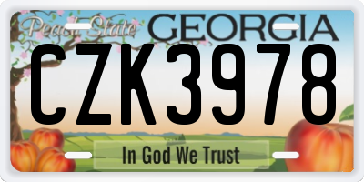 GA license plate CZK3978