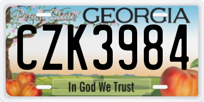 GA license plate CZK3984