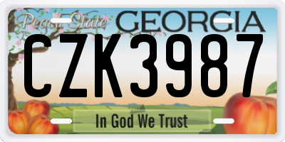 GA license plate CZK3987
