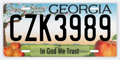GA license plate CZK3989