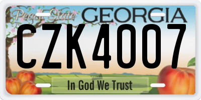 GA license plate CZK4007