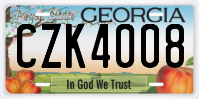 GA license plate CZK4008